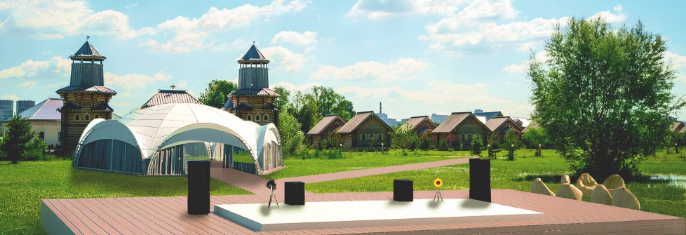 Площадка с шатром на природе для мероприятий на Юге Подмосковья