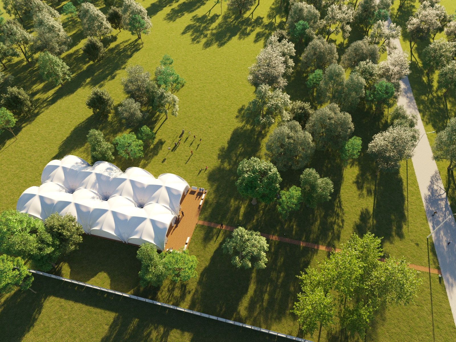Площадка на природе с шатром для мероприятий в Москве